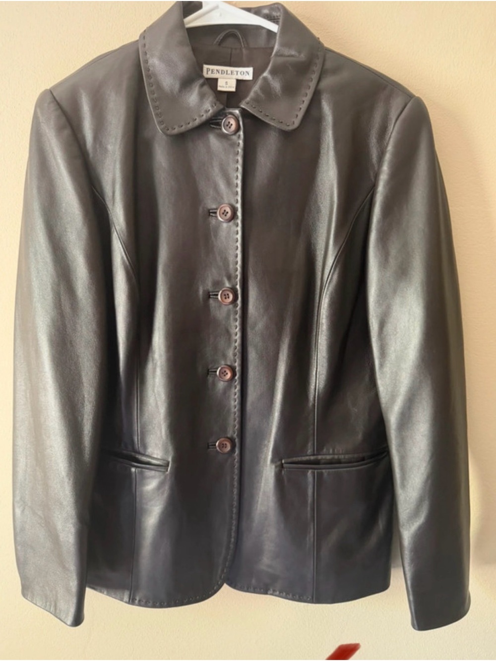 Pendleton Women's Brown Leather Button-Front Jacket
